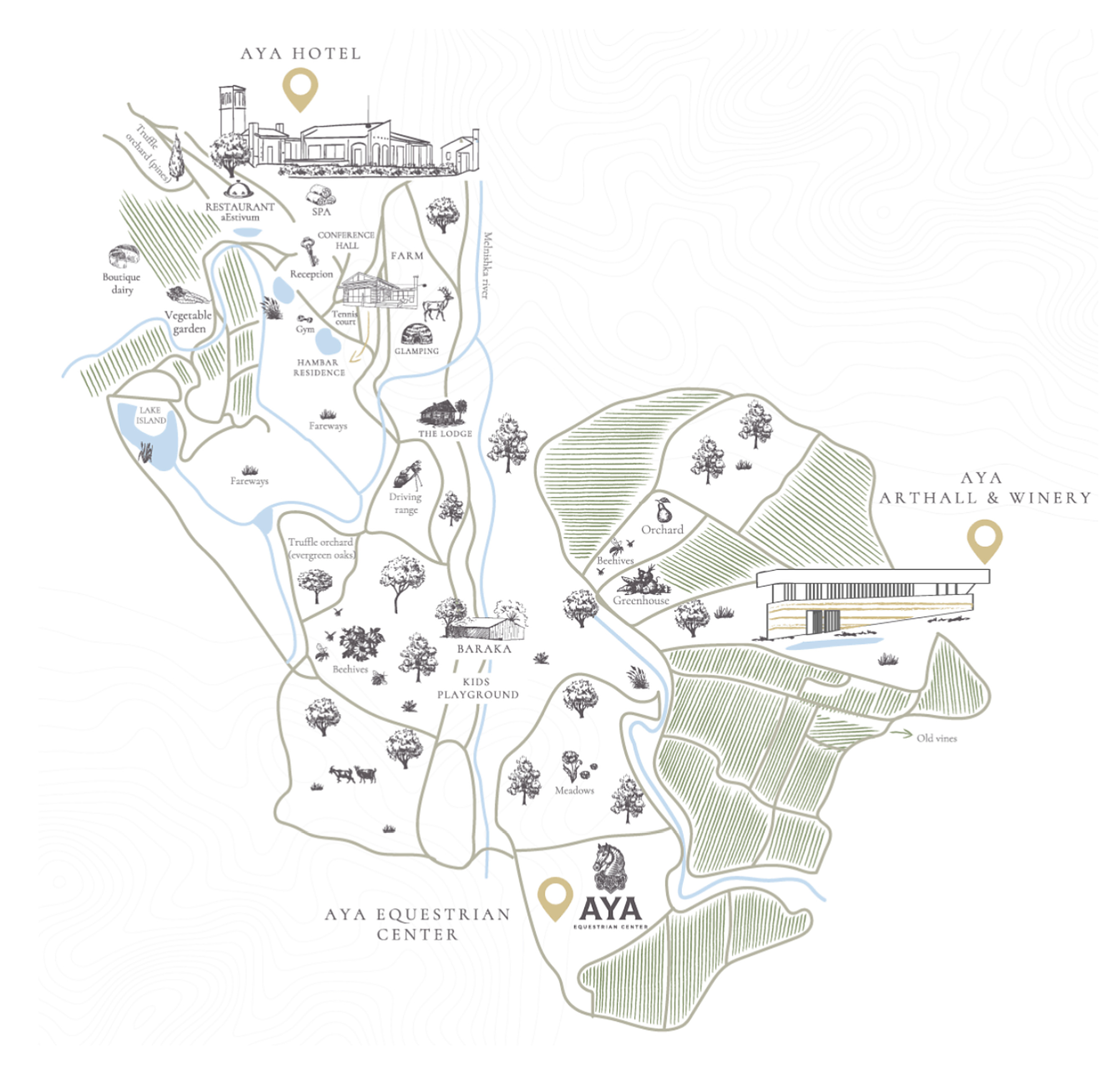 Illustrated map of AYA Estate